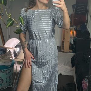 Striped luxury cottage dress with button details